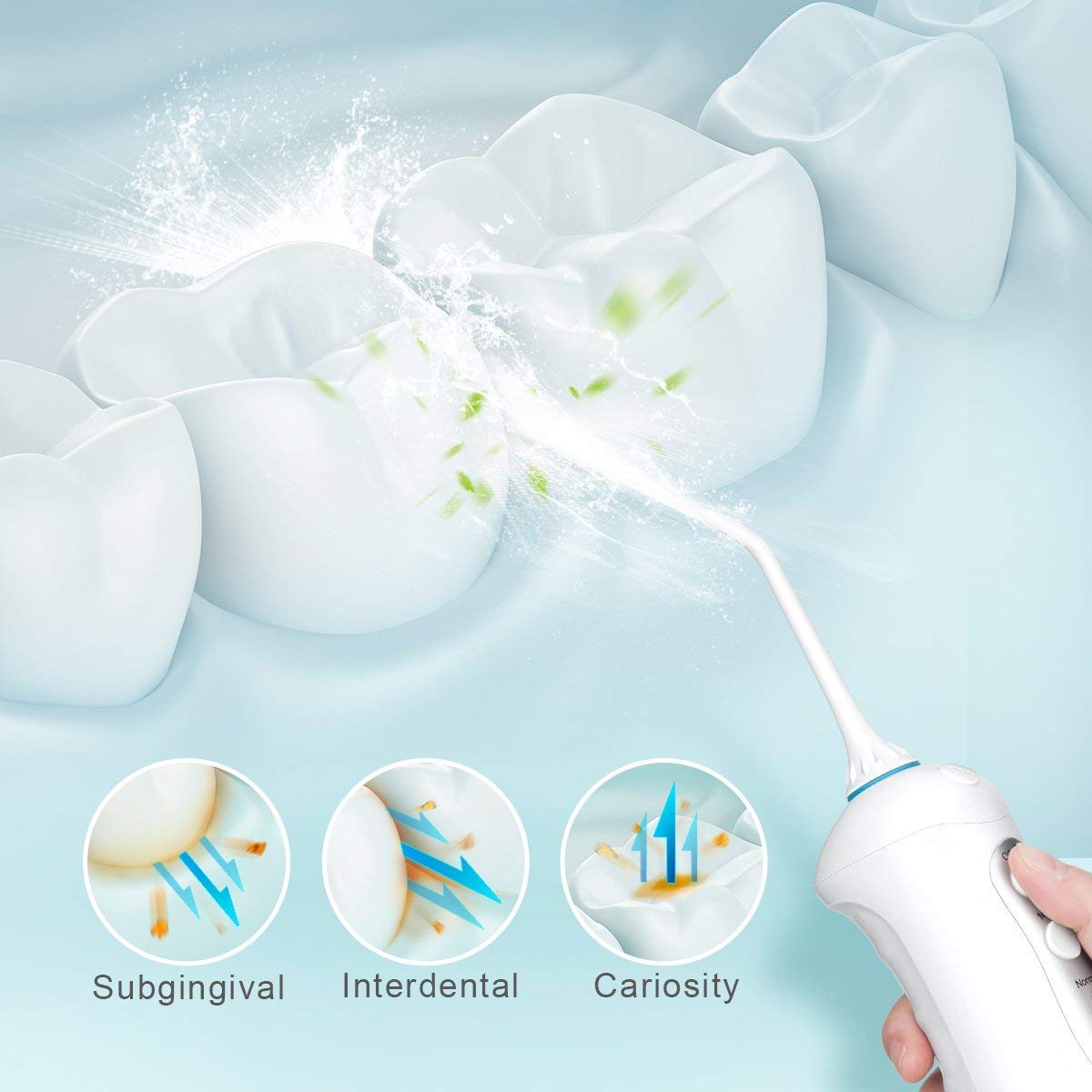 Vellepro Cordless Water Flosser Portable Dental Oral Irrigator USB Rechargeable With Professional 3 Modes & 4 Jet Tips Teeth Cleaner & Tips Box IPX7 Waterproof for Home and Travel