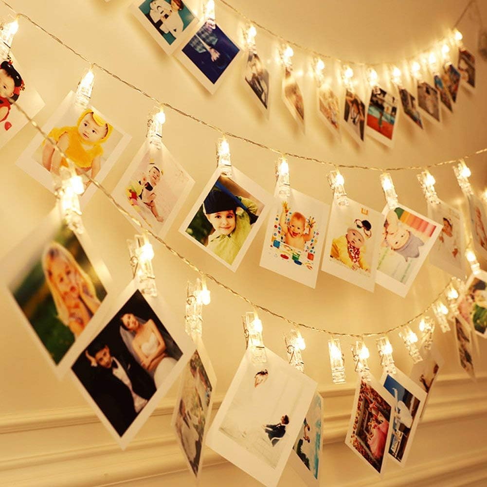 Children Room Wall Deco LED Photo Clips String Lights Perfect for Wedding Surprise Office Celebrate and DIY Hanging Phtoes 20 Clips 13 feet Warm White