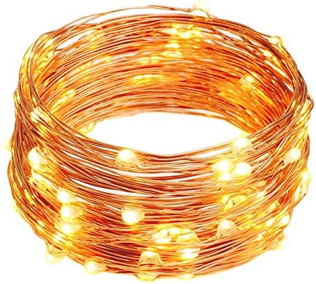 Starry String Lights Battery Operated, ATTAV 100 LED 33Feet Copper Wire String Lights, Fairy Lights for Bedroom, Dancing, Christmas Party, Wedding, Patio ( Warm White )