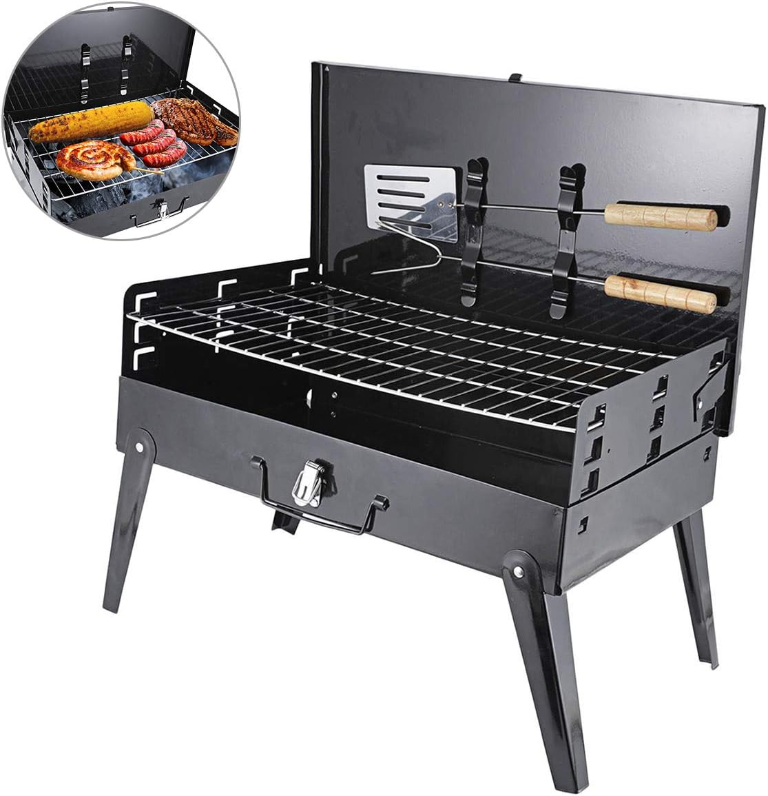 DynaLiving Charcoal Barbecue Grill, Portable Folding BBQ Grills