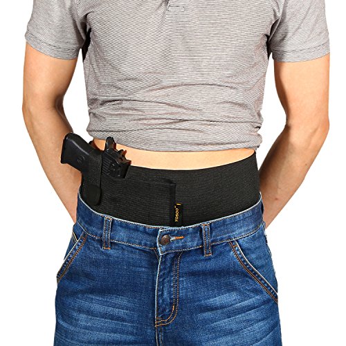 Yosoo Belly Band Holster Concealed Carry Adjustable Hand Gun IWB Holsters with Magazine Pouch for Men Women, Fits Glock 19 43 42 17, M&P Shield, S&W, Ruger lcp, Bodyguard 380, 9mm Revolvers