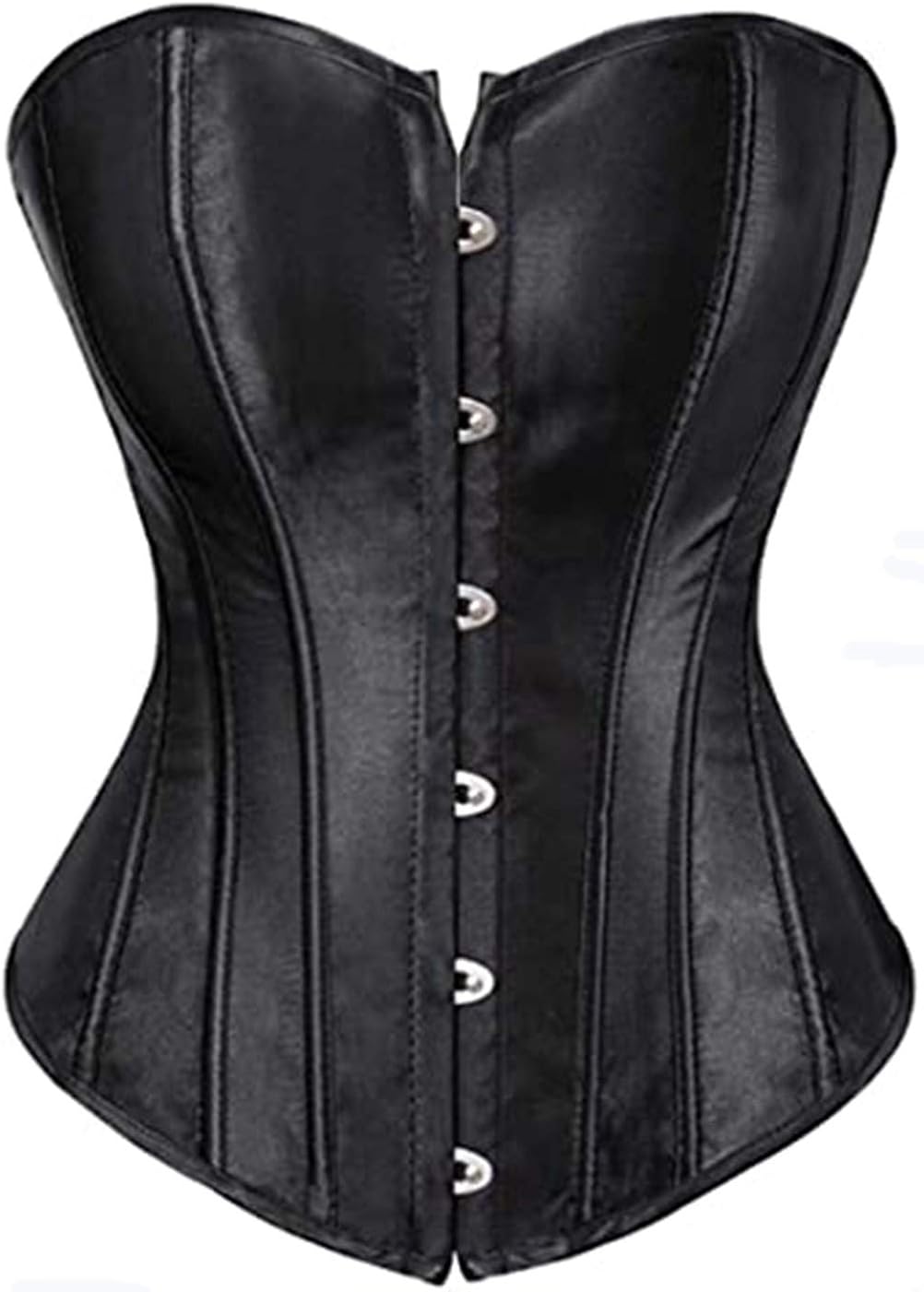 Women's Lacing Corset Top Plus Size Satin Floral Boned Overbust Bustier Lingerie: Clothing