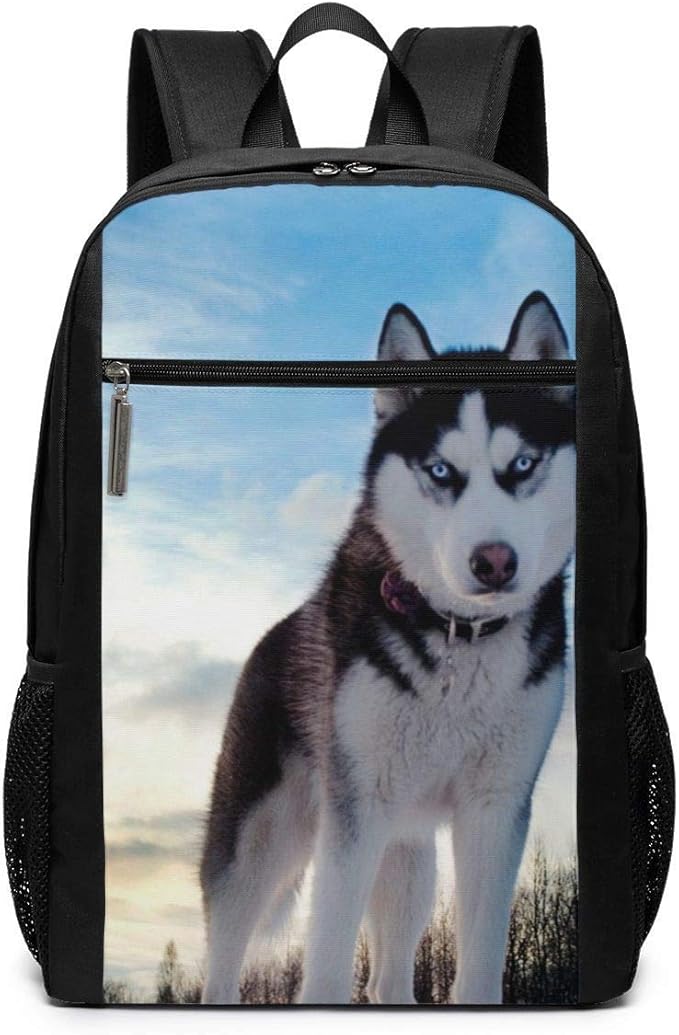 IUBBKI Husky Dog Women Men 17 Inch Classic Polyester Backpack School Bag Outdoor Rucksack