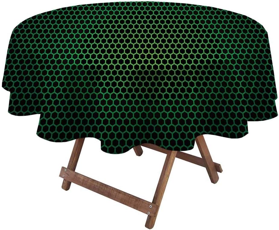 Round Tablecloth Forest Green Polyester Fabric Table Cloth Geometrical