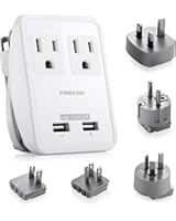 Poweradd [UL Listed] 2-Outlet International Travel Charger Power AC Adapter with Worldwide UK/US/AU/EU/JP Plugs + Dual Smart USB Ports for Business Trip