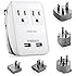 Poweradd [UL Listed] 2-Outlet International Travel Charger Power AC Adapter with Worldwide UK/US/AU/EU/JP Plugs + Dual Smart USB Ports for Business Trip