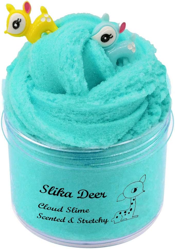 Kidsbay-Premium Cloud Slime for Girl and Boy with Sika Deer Charms with Scent,DIY Blue Slime Super Soft and Non-Sticky Sludge Mud Toy,8OZ