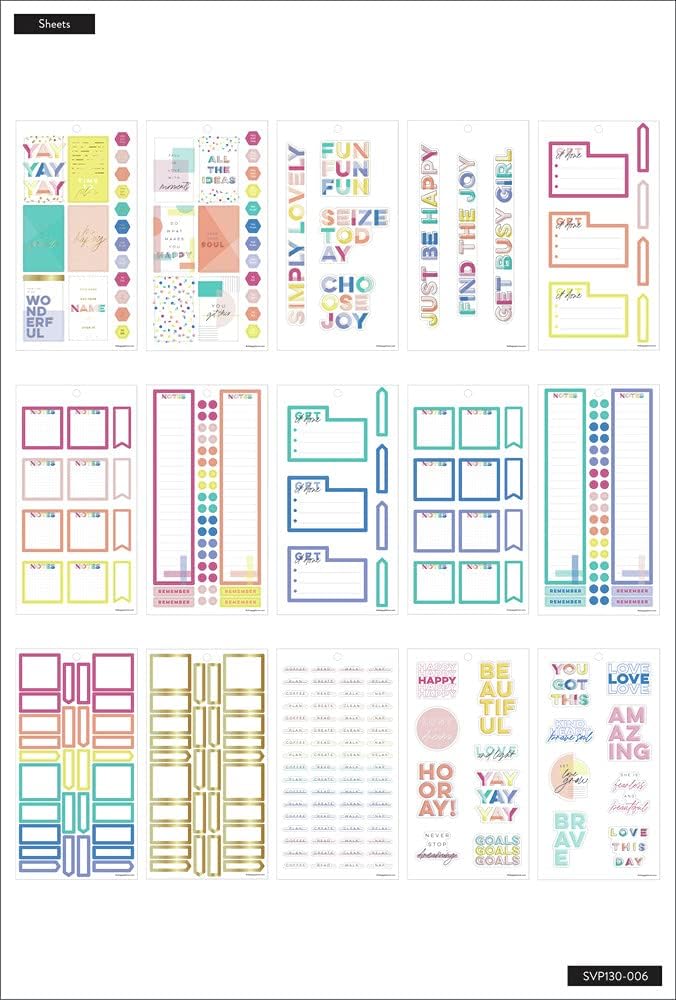 The Happy Planner Sticker Value Pack - Planner & School Accessories - Simple Brights Everyday Theme - Multi-Color - Great for Planning & Organizing - 30 Sheets, 1300 Stickers: Office Products