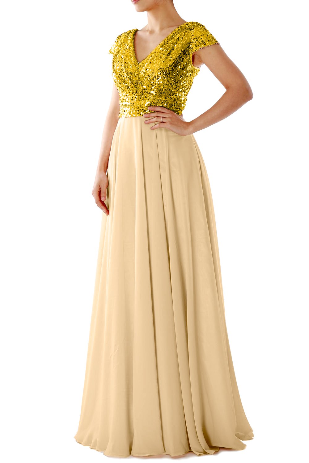 gold sequin mother of the bride dress