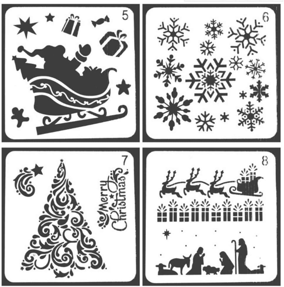 HEALLILY Christmas Stencils Templates 8 Pack Merry Chrismas, Snowflakes, Balls - Image 3