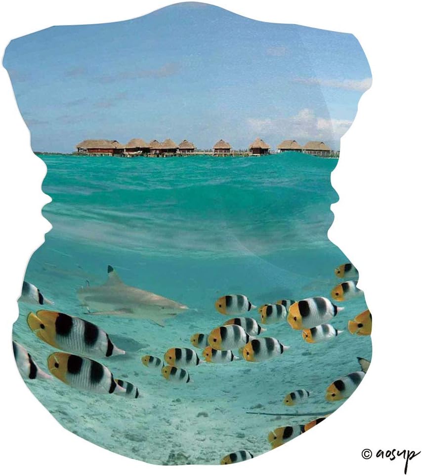 Homenon Face Scarf Neck Gaiter Headband Magic Scarf, Mythological Octopus Tentacles in The Sea Illustration Nautical Tube Scarf Face Bandana Scarf Neck Balaclava and Sport Scarf 19.6"x9.8"