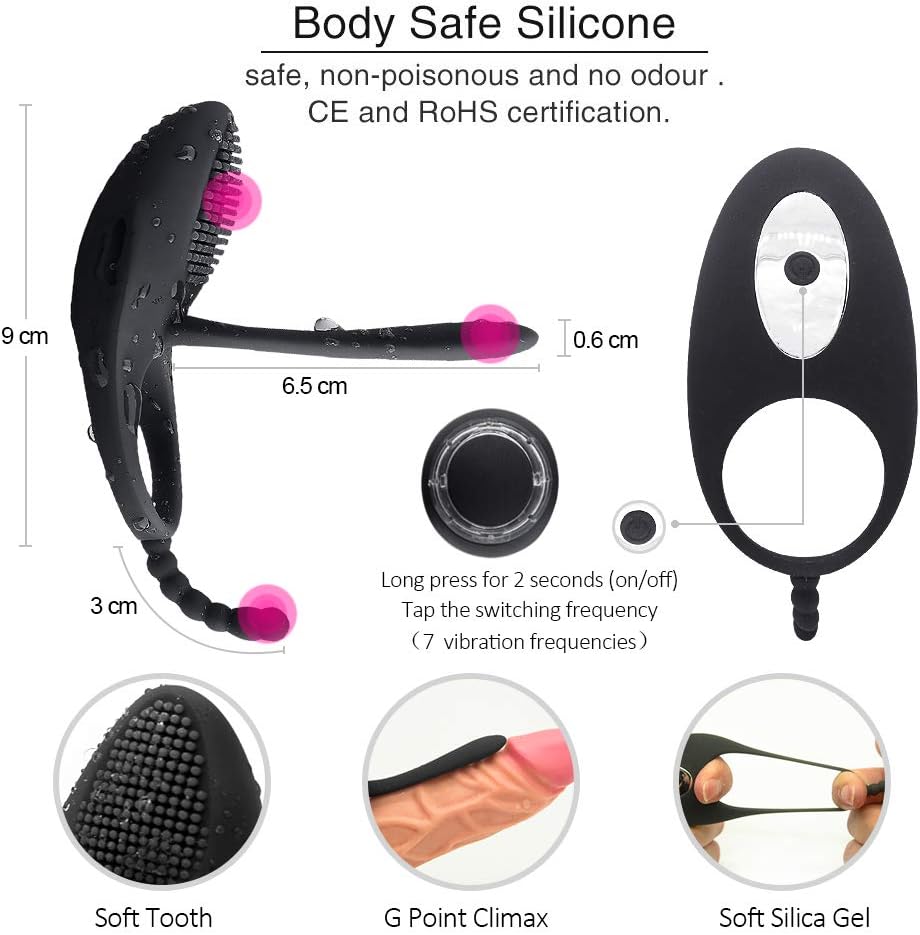 Powerful Vibration Modes Pennis-sring Ring for Men Women Shake Rooster Cockring Medical Grade Silicone Remote Control,T-Shirt