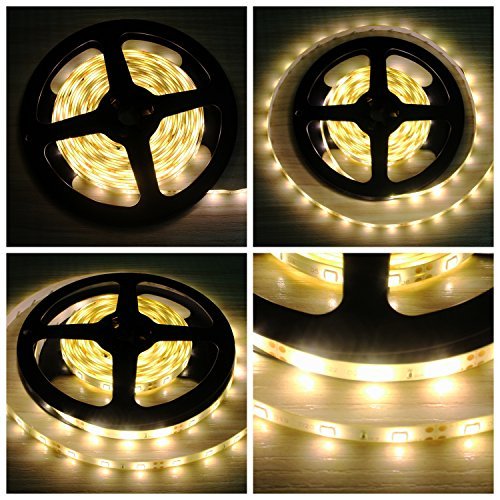 B2ocled Flexible LED Strip Lights,2835 LEDs Warm White Non-Waterproof LED Light Strip,12V DC 16.4ft/5m LED Tape for Gardens/Homes/Kitchen/Cars/Bar