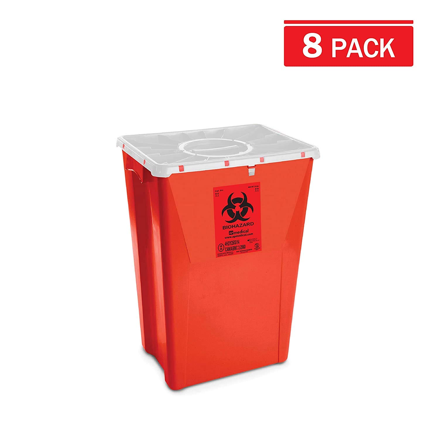 Biohazardous Sharps Waste Container AP Medical 60 Liter/18 Gallon Duo