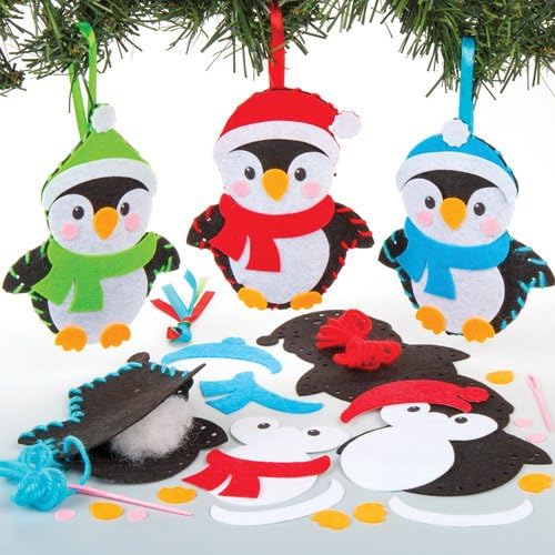 Penguin Decoration Sewing Kits For Children To Make Decorate And Personalise Creative Xmas Craft Acitivity For Kids Pack Of 3 Amazon Co Uk Toys Games
