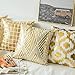 Miulee Pack of 4, Gold Stamping Soft Soild Decorative Outdoor Square Throw Pillow Covers Set Cushion Case for Sofa Bedroom Car 18 x 18 Inch 45 x 45 Cm