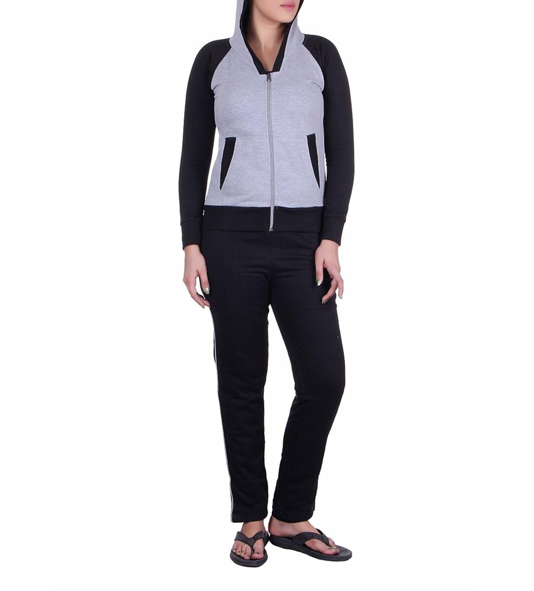 vivid bharti women's fleece tracksuit, small (black, ww27-s)