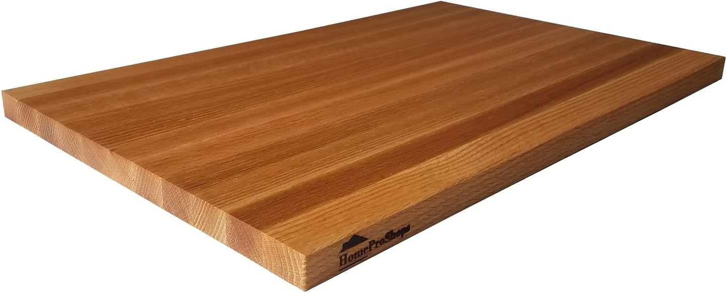 HomeProShops Wood Butcher Block Cutting Board - 3/4" x 12" x 19" - Solid Red Oak w Mineral Oil Applied - Reversible