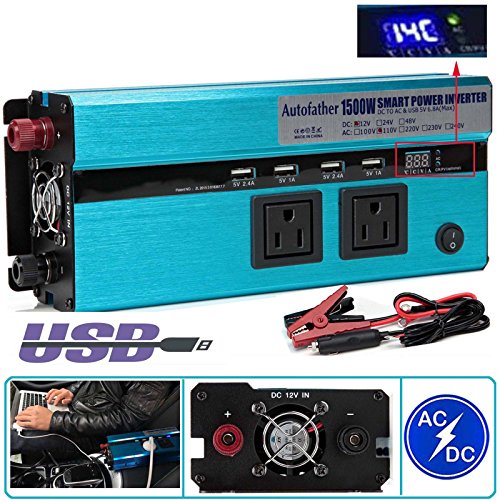 1500W Watt Power Inverter DC 12V to AC 110V Converter Digital Display for Car, Truck, RV,Pickup,4WD