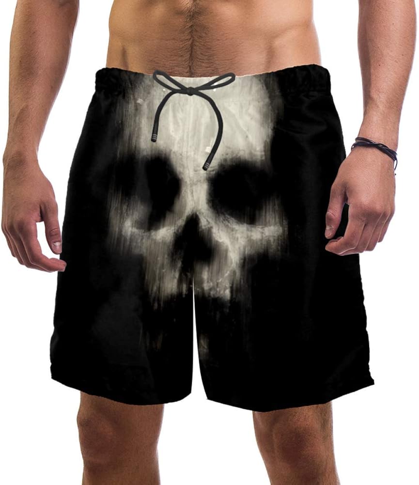 Spooky Ghost Skull Swim Shorts for Men Swim Trunks Men’s Bathing Suits
