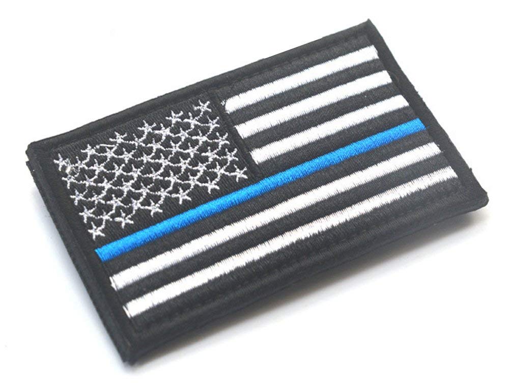 2 Pieces-Tactical Police Law Enforcement Thin Blue Line United States Flag Patch