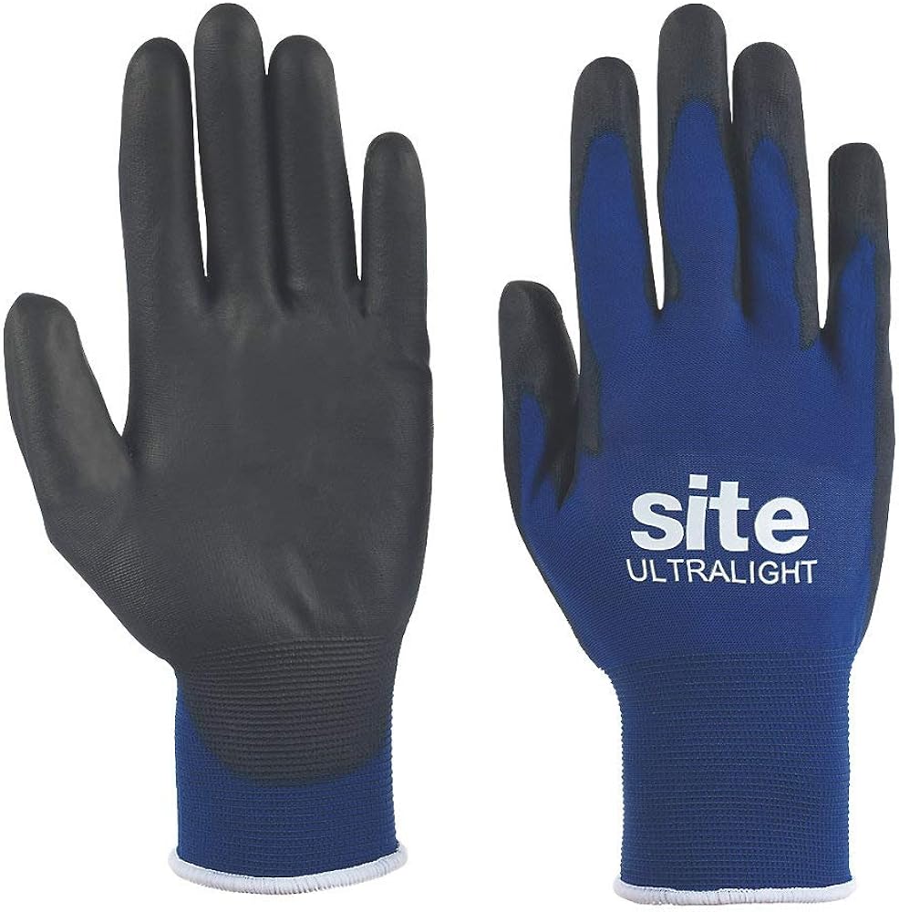 2 pairs of Site Ultralight Premium Working Pu Gloves Blue Large Amazon