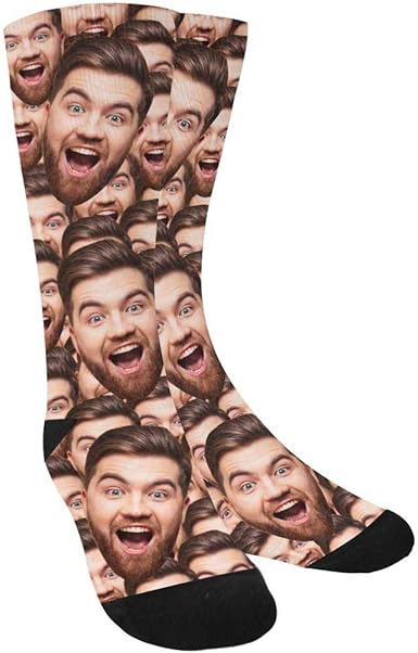 Amazon Com Custom Photo Pet Face Socks Love Heart Crew Socks With 2 Faces For Men Women Multi 00 Clothing