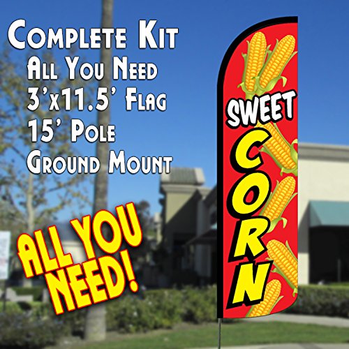 SWEET CORN Windless Feather Banner Flag Kit (Flag, Pole, & Ground Mt) - Thumbnail 5