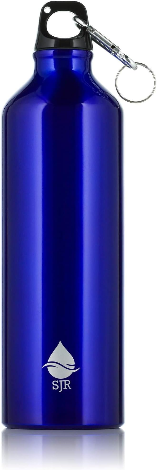 SJR 750ml Lightweight Aluminium Reusable Metal Water Bottle Karabiner-Red/Blue- Leakproof Water Seal, BPA Free- For Gym, Hiking, Camping, Running, mountain bike,Outdoor Sports