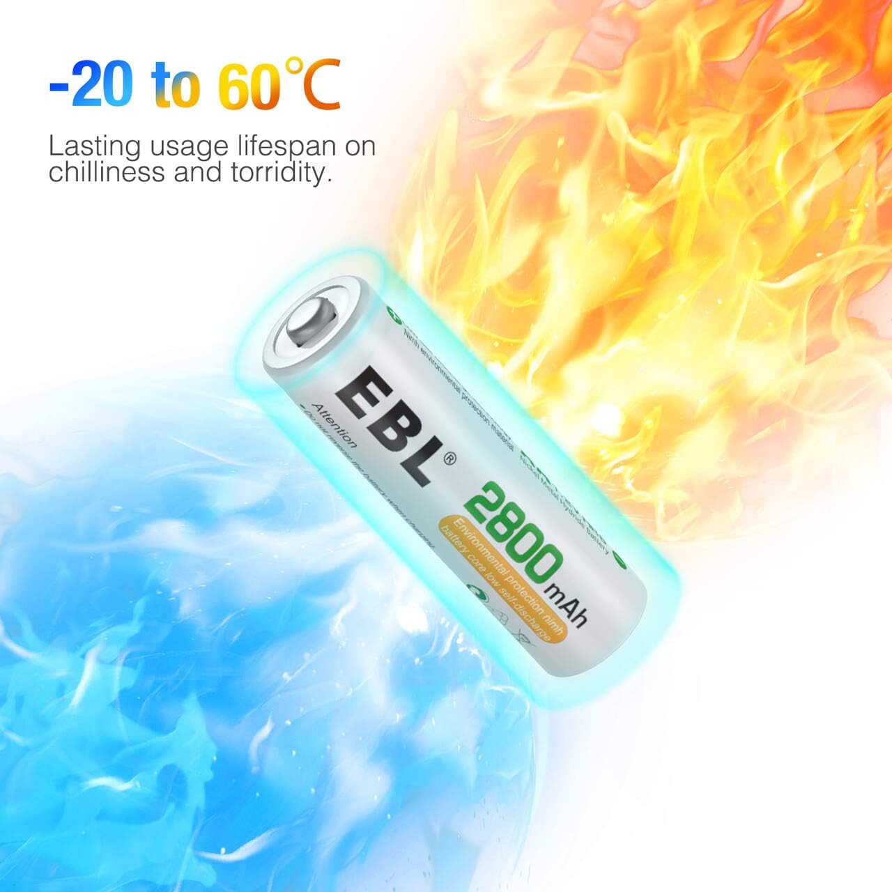 EBL AA Rechargeable Batteries 2800mAh Ready2Charge Quality AA Batteries - 16 Counts: Electronics