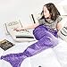 Berinfly Girls Crochet Mermaid Tail Blanket Knitting Handcraft for Kids, All Seasons Sleeping Bag Blanket(55.1'' x 27.6'')(Purple)