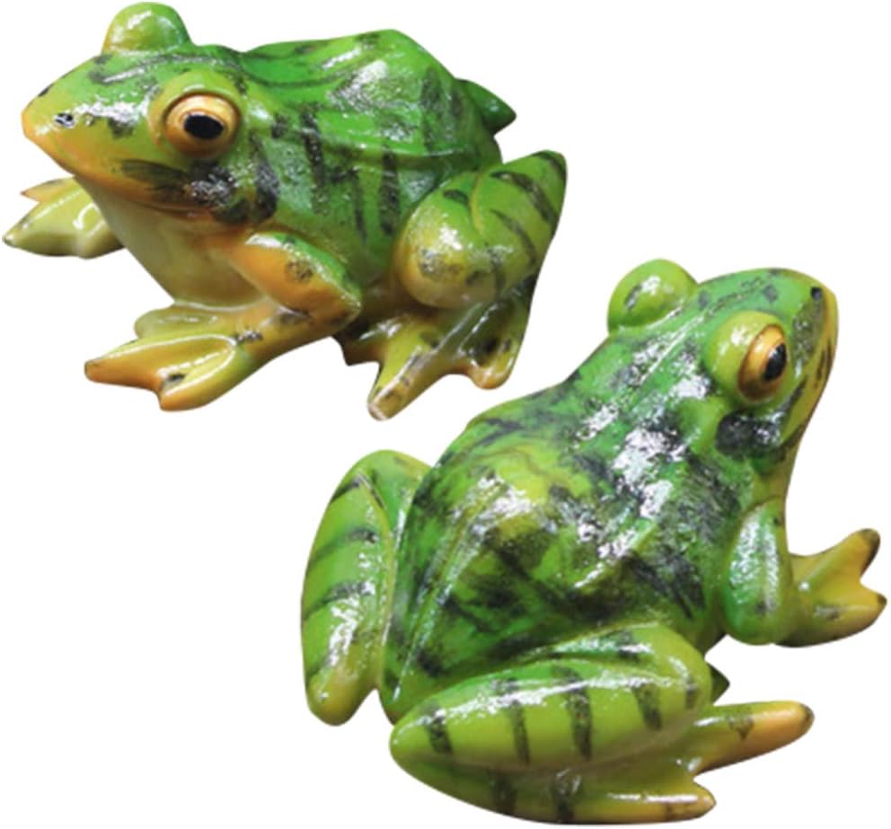 Garneck 2pcs Frog Statue Mini Frog Resin Animal Sculpture Indoor Outdoor Decor For Garden Patio Yard Micro Landscape Fairy Garden Ornaments - Image 5
