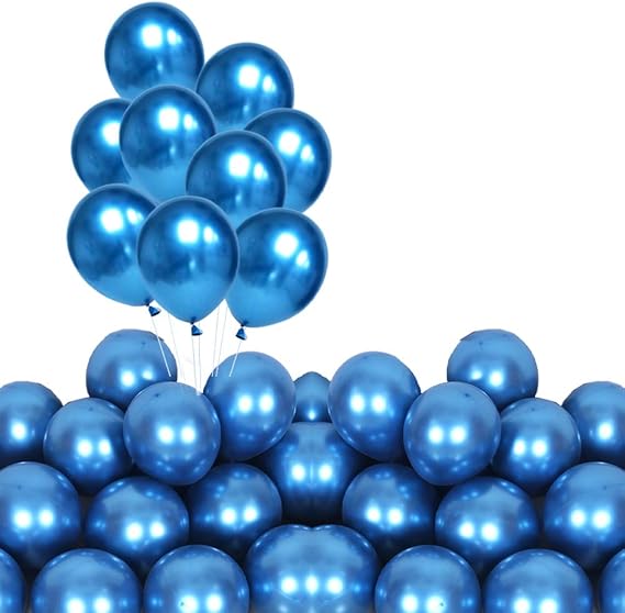 Metallic Blue Balloons for Party 100 pcs 5 inch Thick Latex Chrome