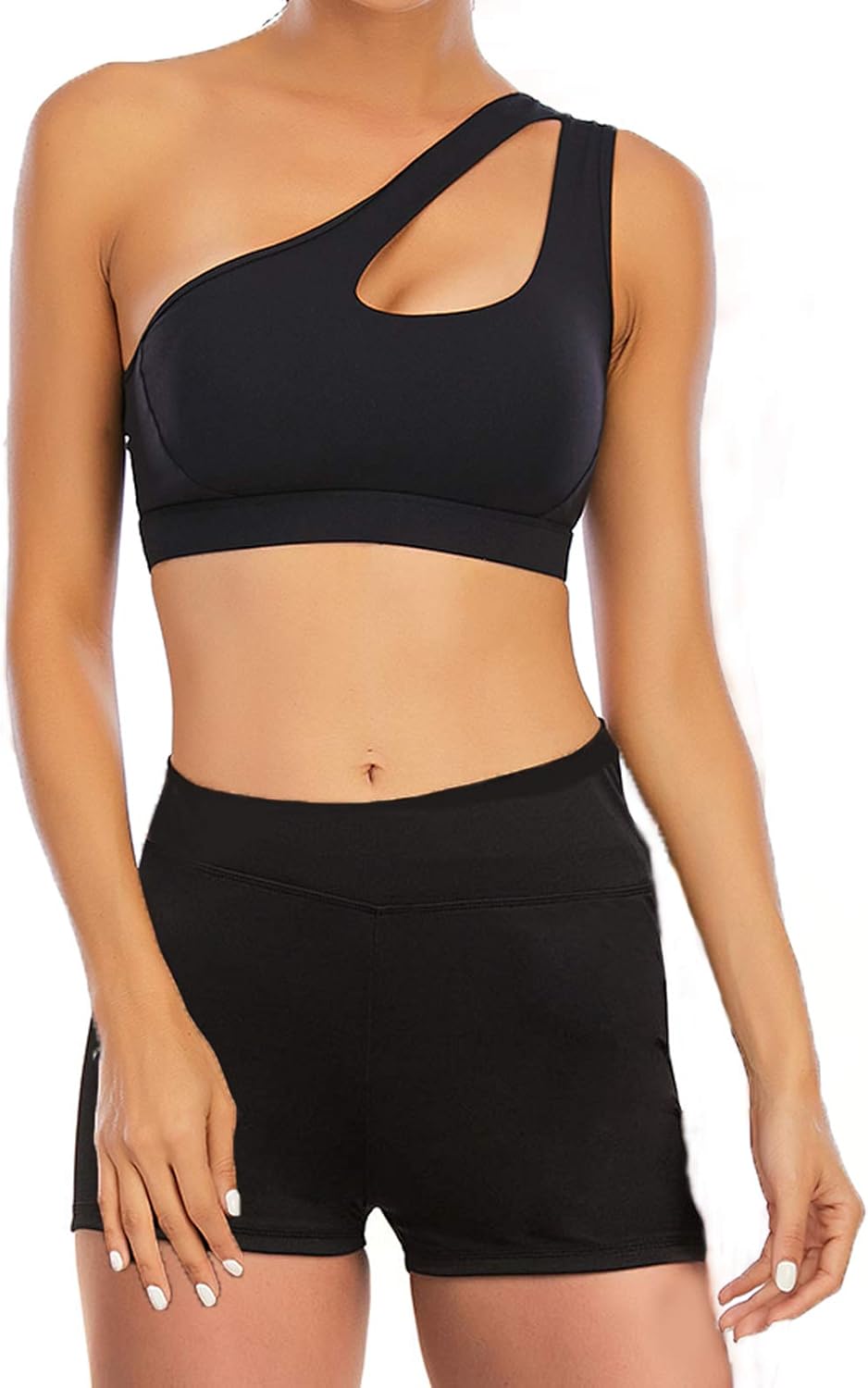 CZYAM One Shoulder Sports Bra for Women Workout Running Bra High Waist Workout
