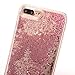iPhone 7 Plus Case, Toposend Liquid Case Fashion Creative Design Flowing Liquid Floating Luxury Bling Glitter Beads Sparkle with Carved Rhinestone Diamond TPU Bumper for iPhone 7 Plus (Rose Gold)