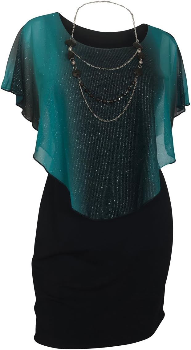 eVogues Plus Size Layered Poncho Dress Made in USA