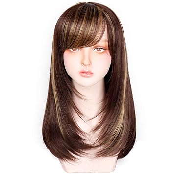 Forqueens Brown With Highlights Color Synthetic Long Straight