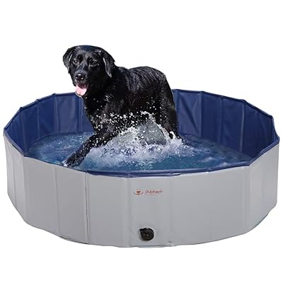 PUPTECK Foldable Dog Swimming Pool - Outdoor Portable Pet Bathing Tub