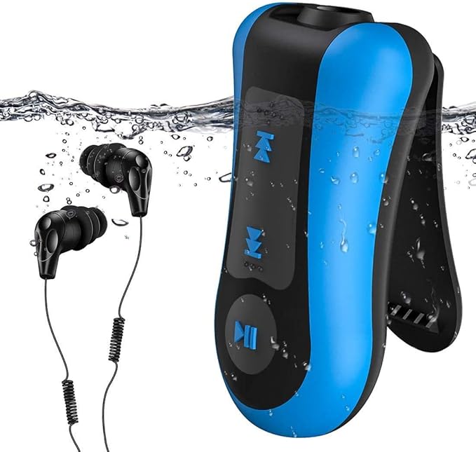 Mp3 Acuatico 8GB, AGPTEK S12 Clip Reproductor de MP3 Impermeable IPX8