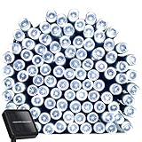 ADDLON Solar Lights Outdoor 59ft 100 LED Fairy Lights, Ambiance lights for Patio, Lawn,Garden, Home, Wedding, Holiday, Christmas, Xmas Tree decoration,waterproof/Timer (cold white 59ft100led)