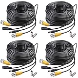 Masione 4 PACK 150ft Video Power Security Camera Extension Cable Wire for CCTV DVR CCD Security Cameras Surveillance System with BNC to RCA Adaptor