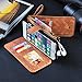 iPhone 7 Plus Wallet Case, Premium PU Leather Zipper Cellphone Purse [Card Slots] [Stand] [Wrist/Shoulder Strap] Detachable Cover for Apple iPhone 7 Plus 5.5