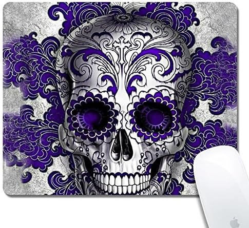 Kusa Sugar Skull Rectangle Mouse Pad, Skeleton Art Pattern Design Cloth surface Natural rubber Mouse Pad, Customized Non-Slip Rubber Gaming Mouse Pad(9.5x7.9inch)