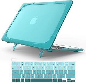 May Chen MacBook Pro 13 inch Case A2289/A2251 2020 Release,Heavy Duty Slim Hard Shell Dual Layer Protective Cover with Fold Kickstand for MacBook Pro 13" with Touch Bar Fits Touch ID,Blue