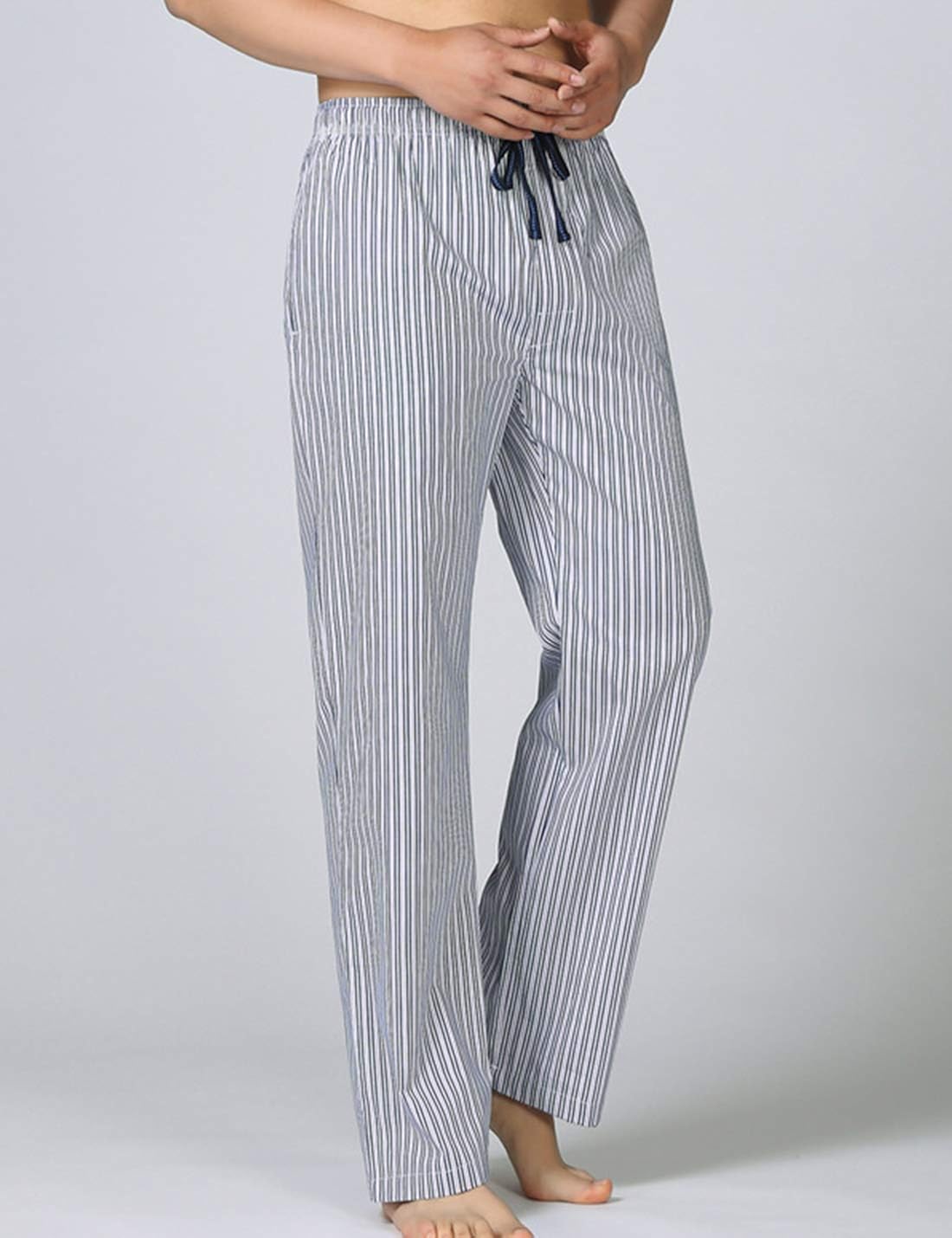 Jenkoon Mens 100 Cotton Stripe Pajama Pant Long Cotton Pj Bottom Sleep