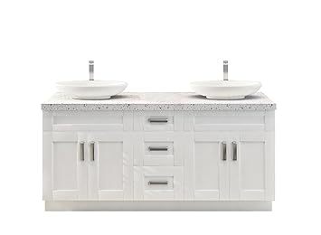 Shaker Style Real Wood Two Sink Base With One Drawer Base Bathroom