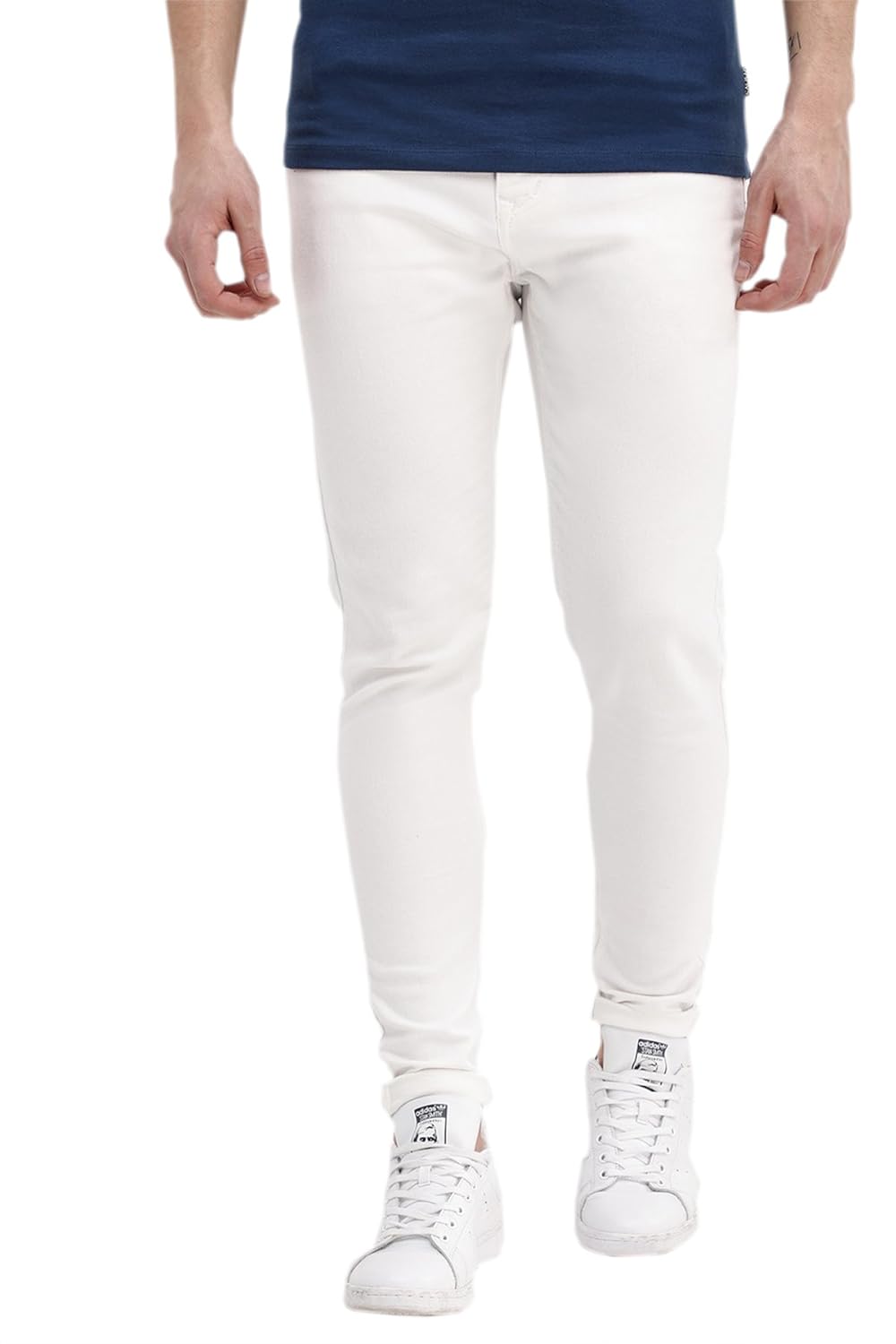 halogen copperstone fashinable denim white skinny fit jeans for mens