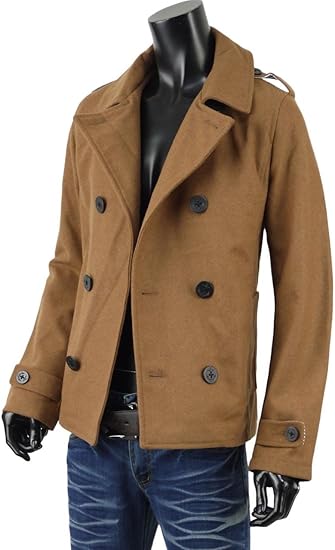 Amazon Pコート ピーコート ウール メルトン メンズ Pジャケット ウール メルトン ピーコート 03 キャメル Ll コート ジャケット 通販