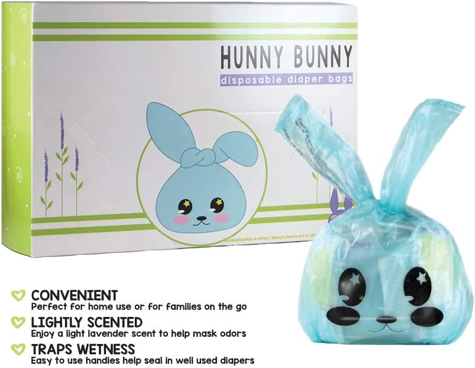 Hunny Bunny Easy Disposable Baby Diaper Bags Sacks Biodegradable Lightly Lavender Scented