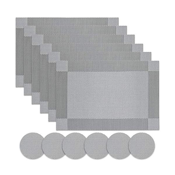 Panngu-Modern-Placemats-Set-of-6-Premium-Table-Place-Mat-with-6x-Placemats6x-Coasters-Heat-Resistant-Washable-445X30cm-Simple-Silver-Grey Panngu Modern Placemats Set of 6, Premium Table Place Mat with 6x Placemats+6x Coasters Heat Resistant Washable, 45X30cm…